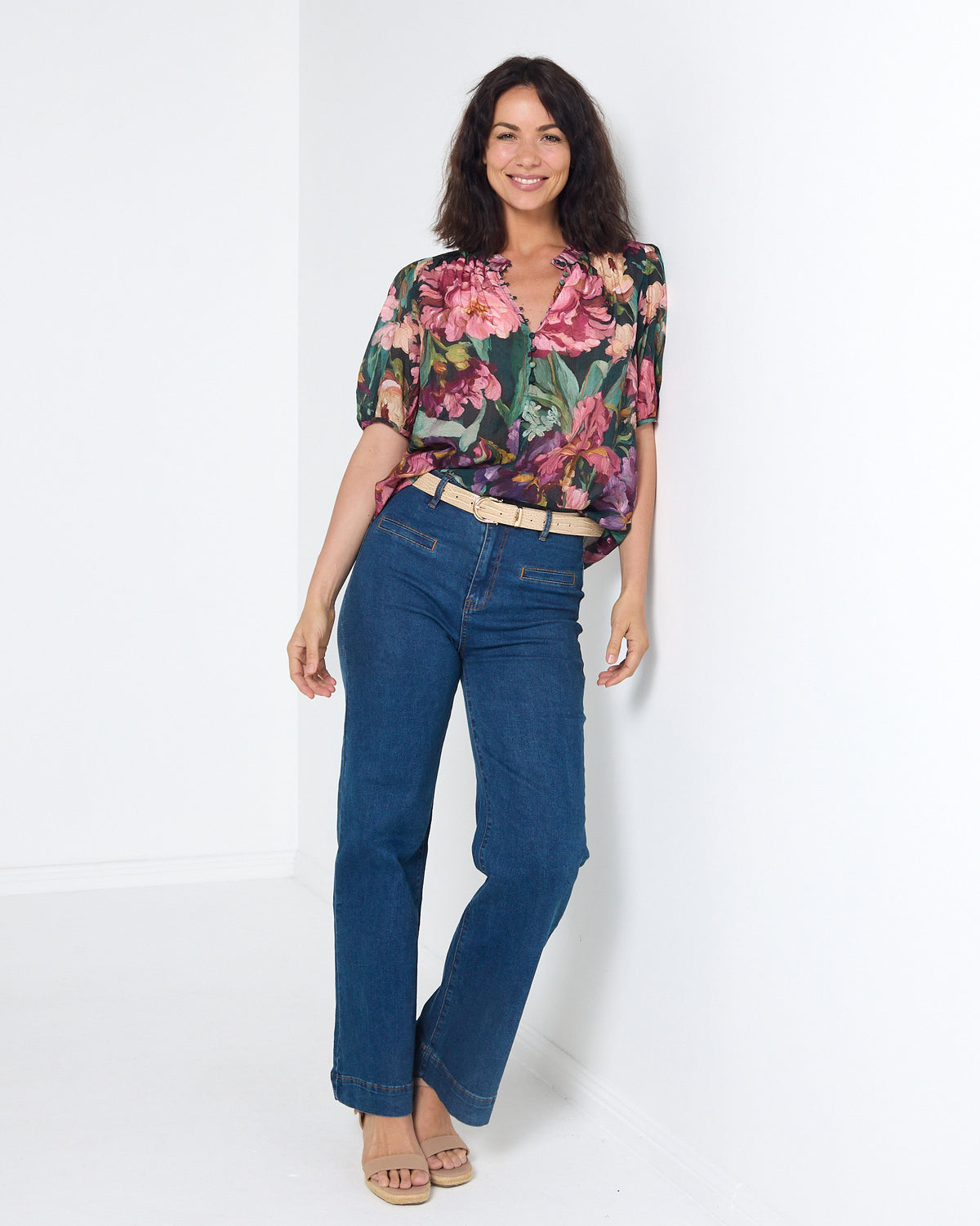 Helena Top - Midnight Bloom: styled view