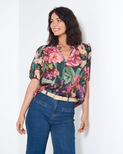 Helena Top - Midnight Bloom: styled view