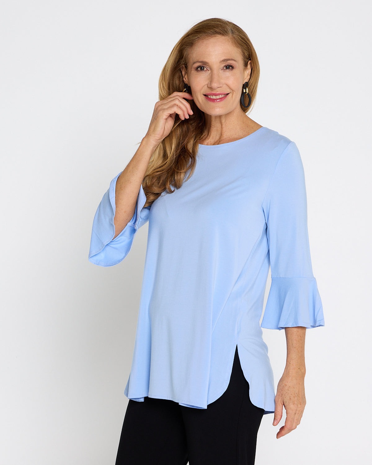 Lacey Bamboo Top - Cornflower Blue