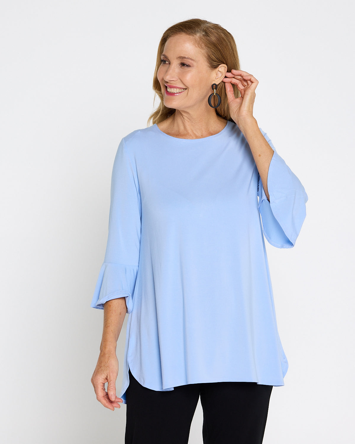 Lacey Bamboo Top - Cornflower Blue