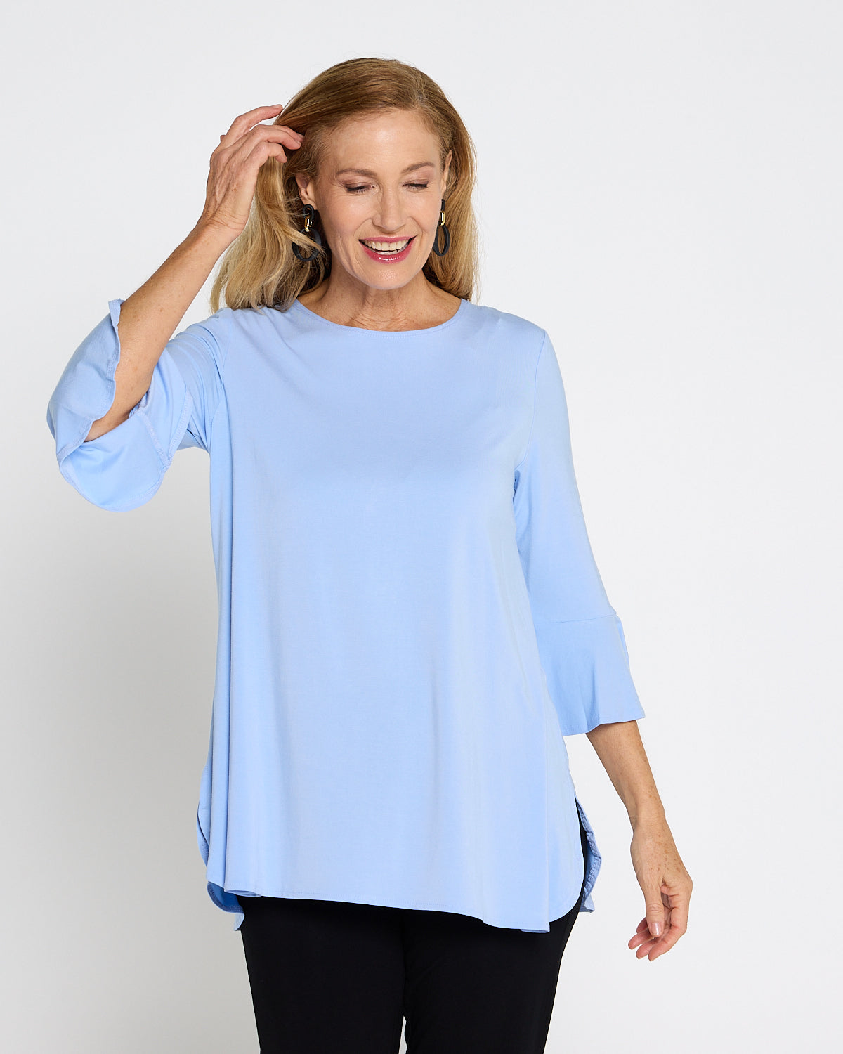 Lacey Bamboo Top - Cornflower Blue