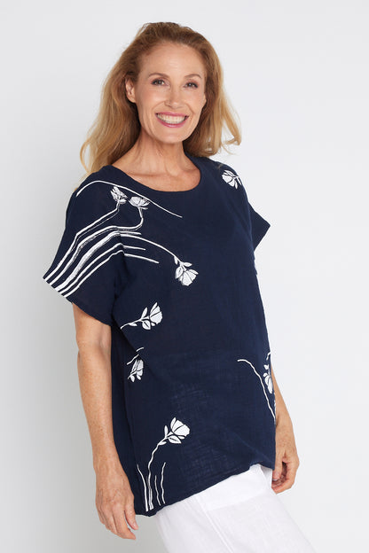 Valerie Diamanté Top - Navy