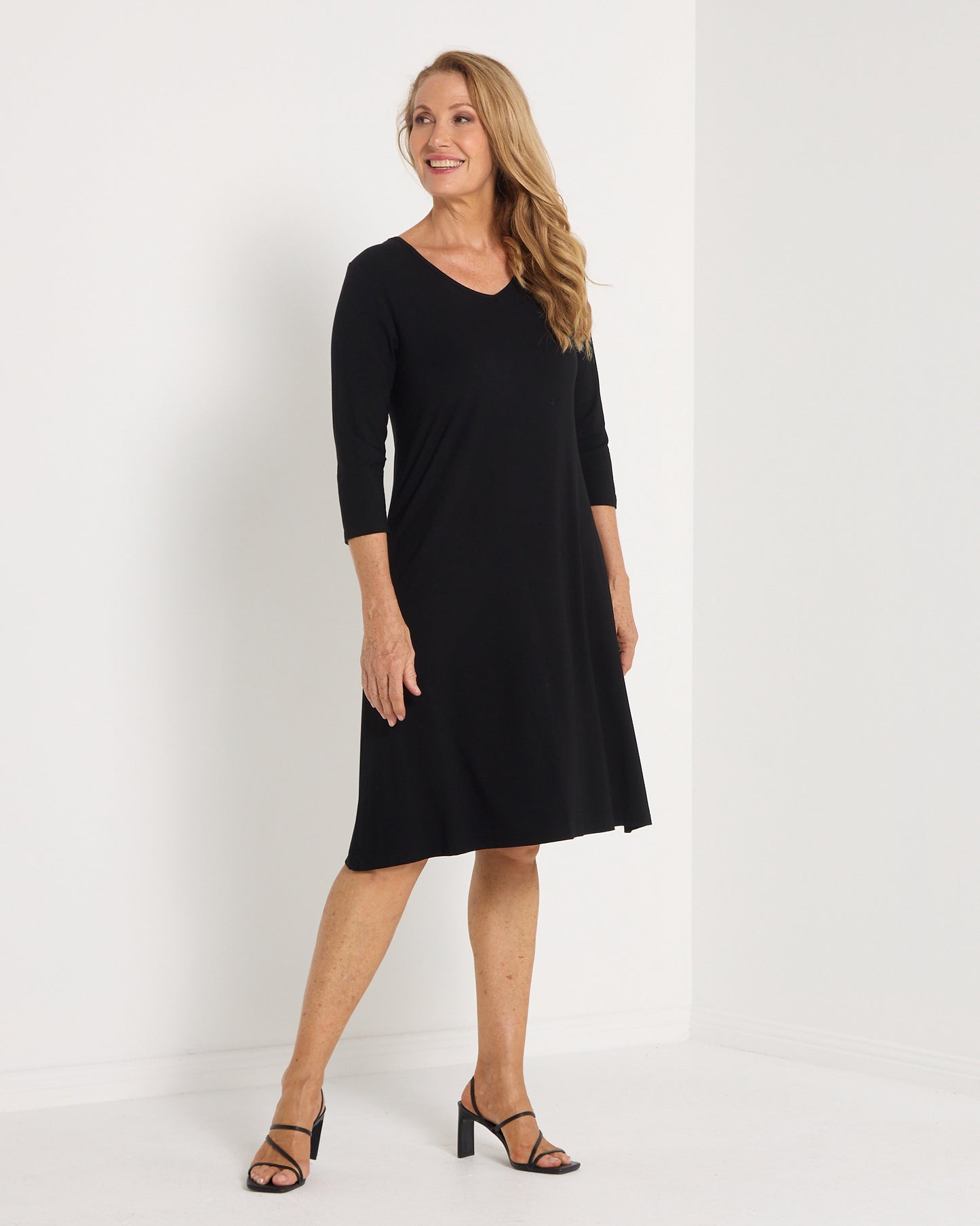 Aria Bamboo Swing Dress - Black