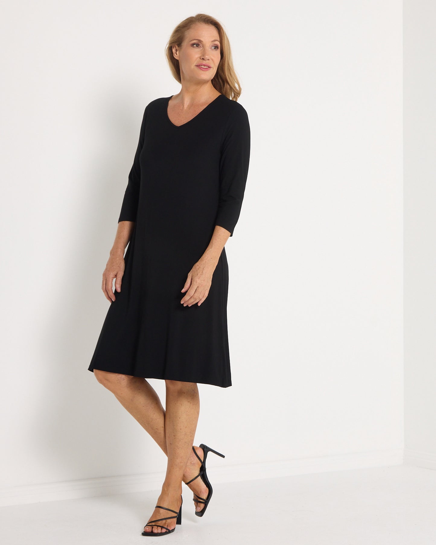 Aria Bamboo Swing Dress - Black