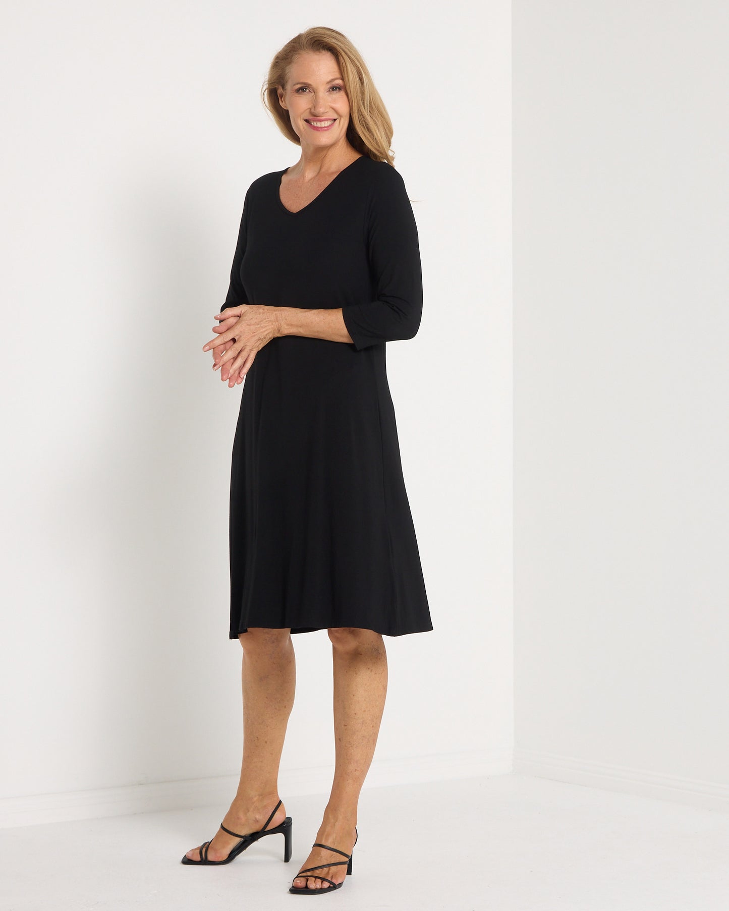 Aria Bamboo Swing Dress - Black