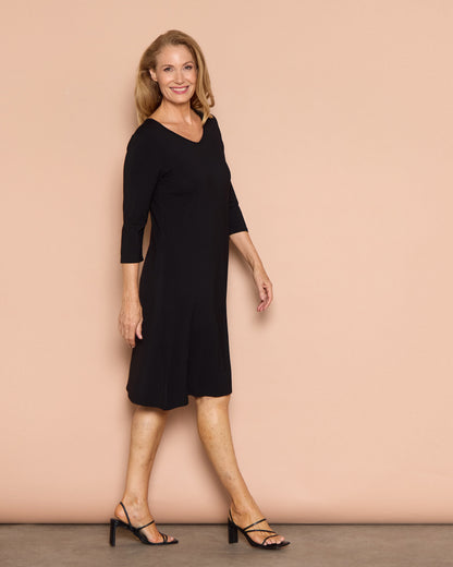 Aria Bamboo Swing Dress - Black