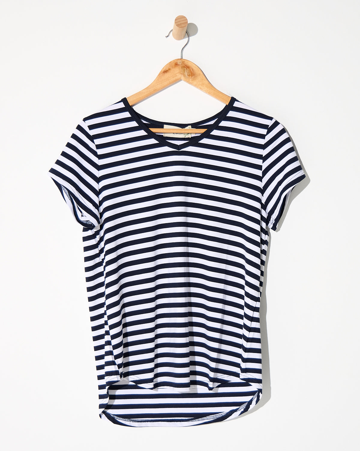 Alison Bamboo Tee - White/Navy Stripe