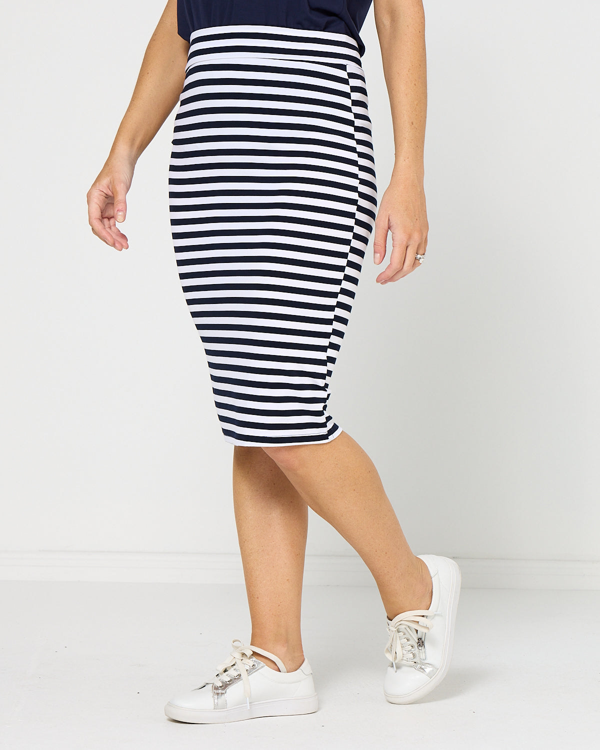 Hera Bamboo Skirt - Navy Stripe