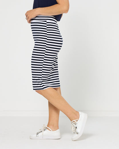 Hera Bamboo Skirt - Navy Stripe