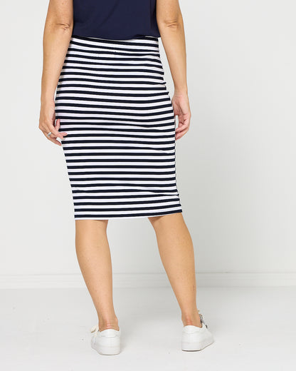 Hera Bamboo Skirt - Navy Stripe