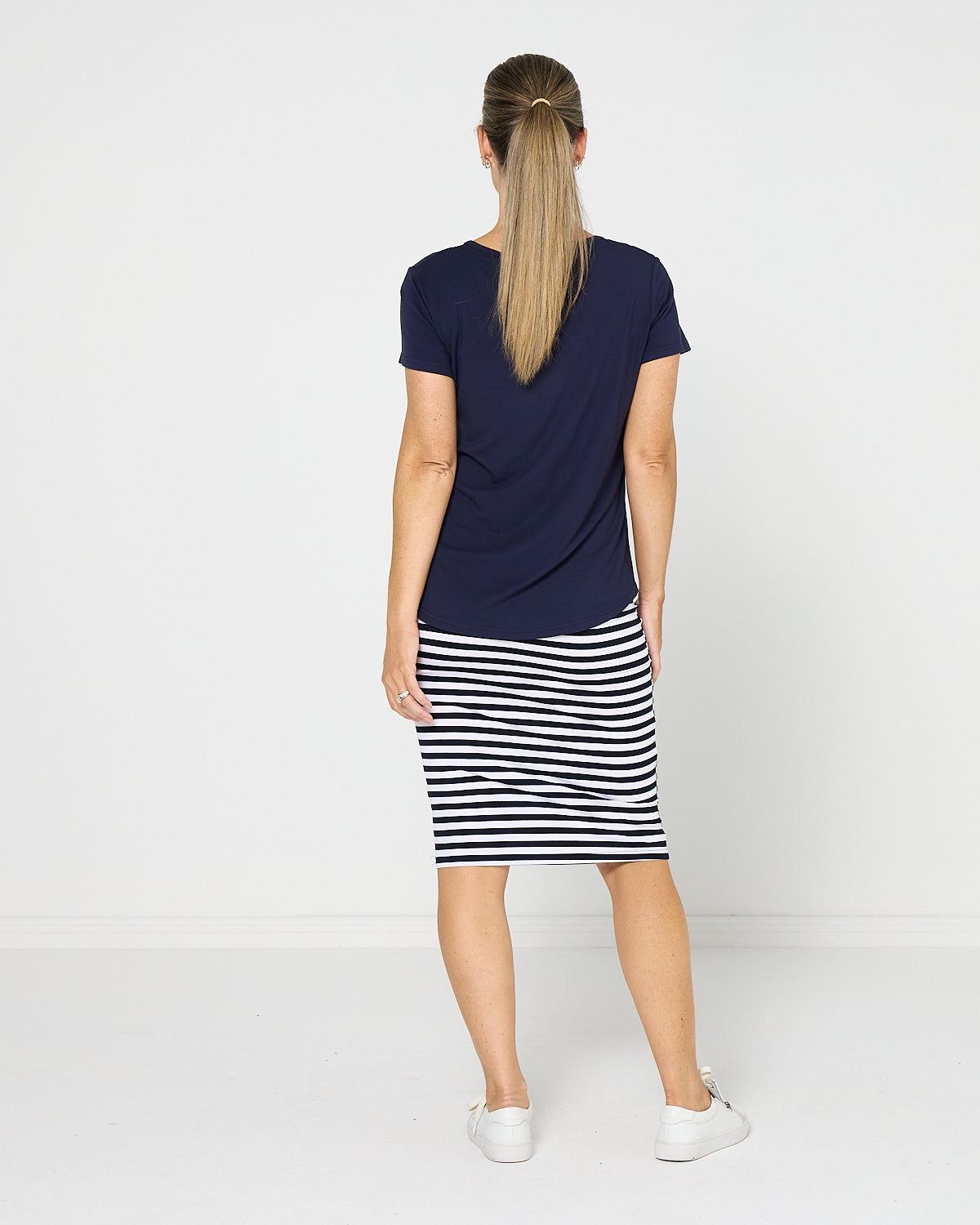 Hera Bamboo Skirt - Navy Stripe