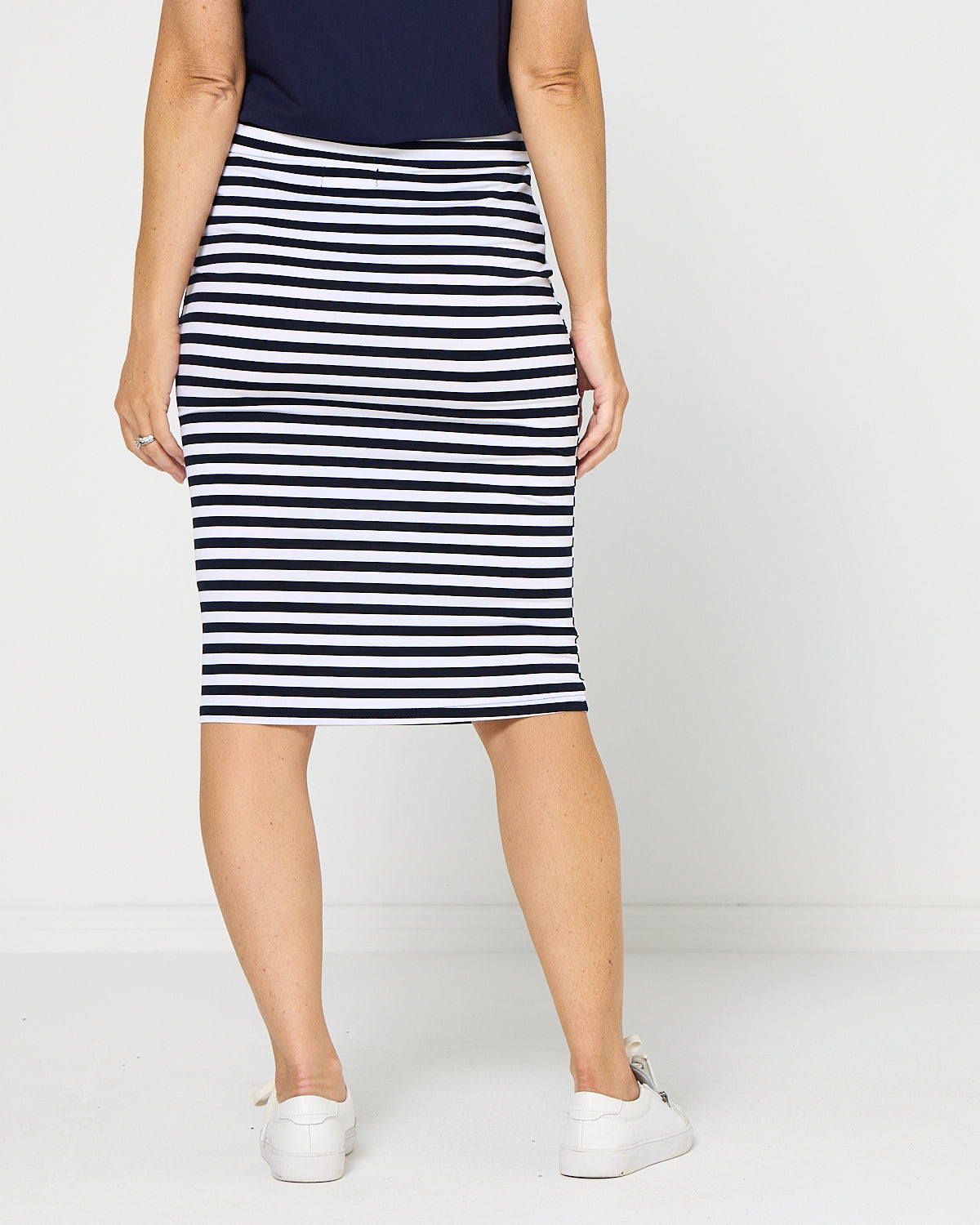Hera Bamboo Skirt - Navy Stripe