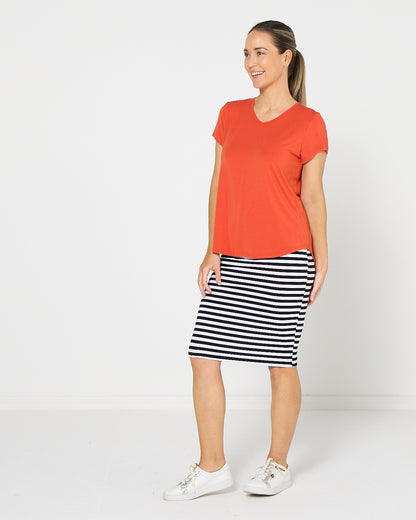 Hera Bamboo Skirt - Black Stripe