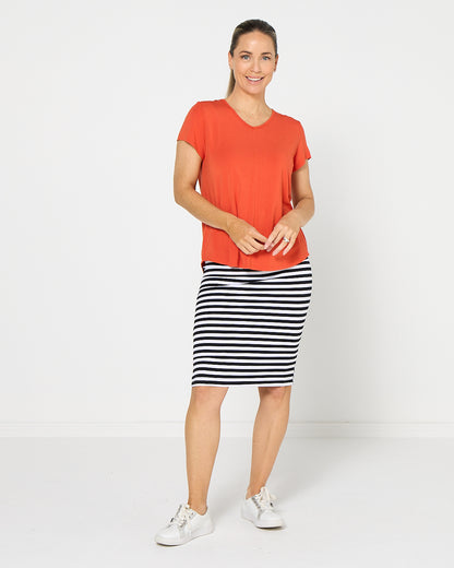 Hera Bamboo Skirt - Black Stripe