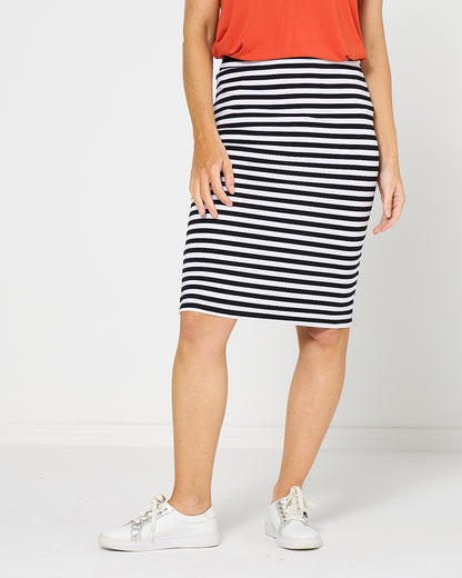 Hera Bamboo Skirt - Black Stripe