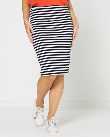 Hera Bamboo Skirt - Black Stripe