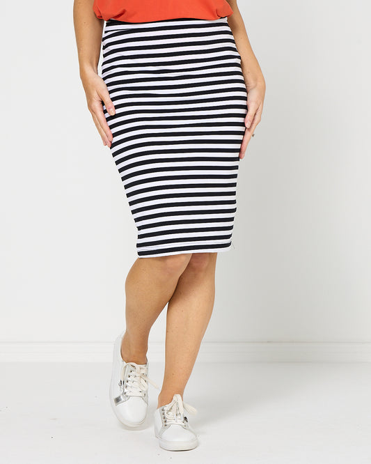 Hera Bamboo Skirt - Black Stripe