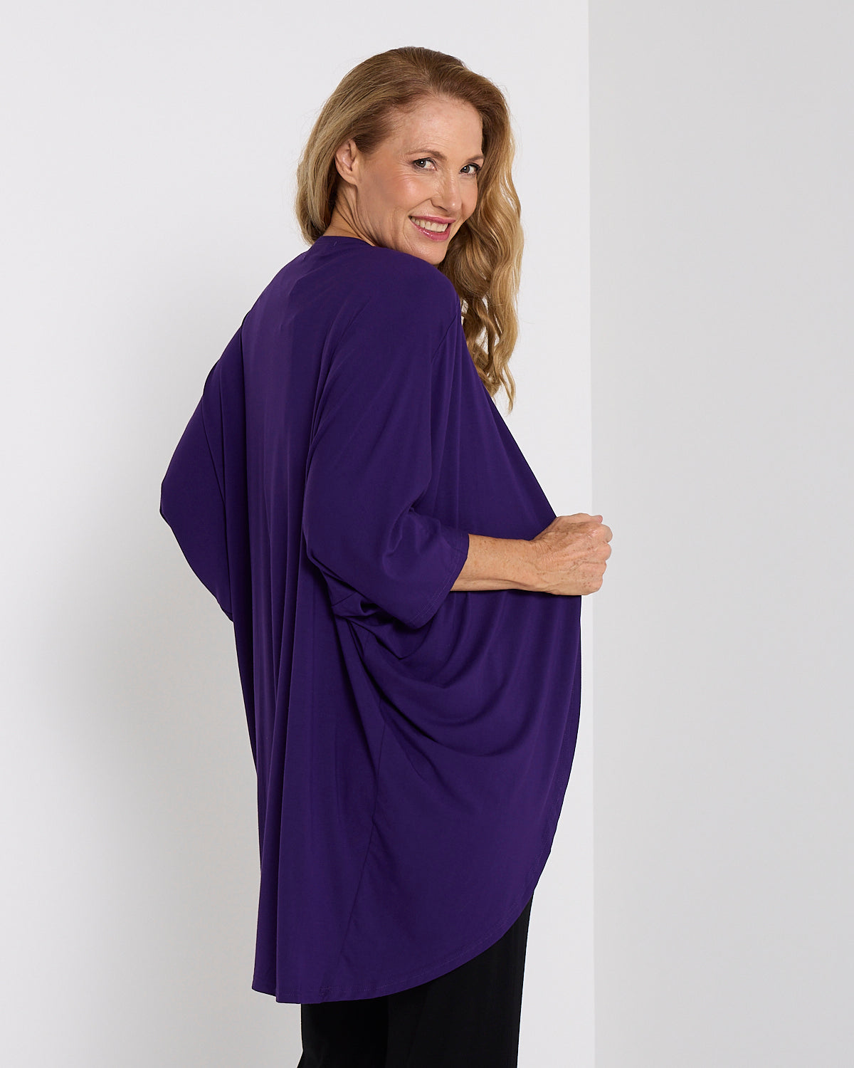Bamboo Cocoon Cardigan - Eggplant