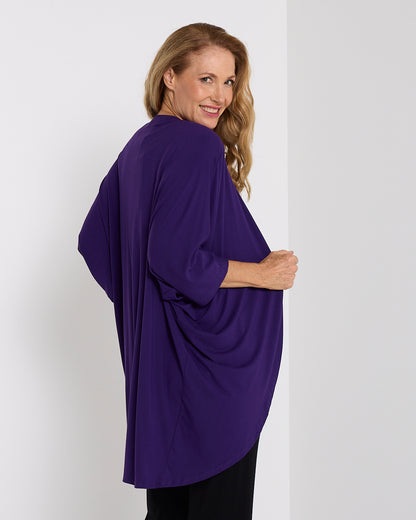 Bamboo Cocoon Cardigan - Eggplant