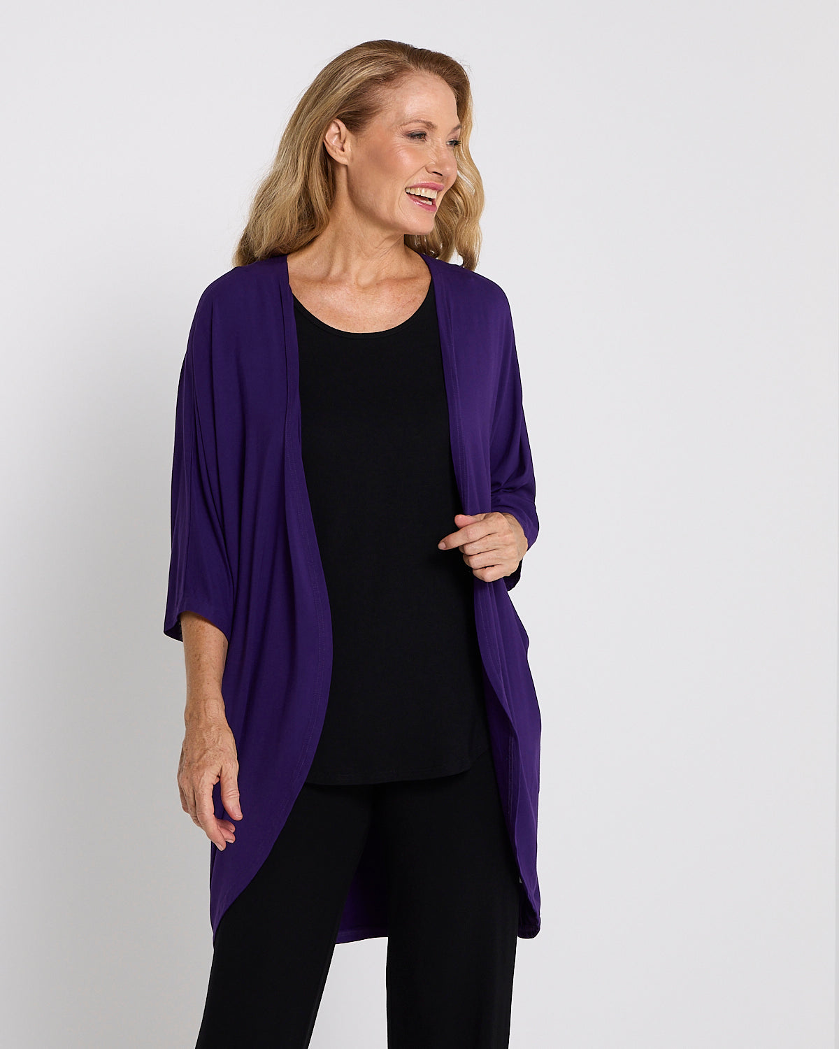 Bamboo Cocoon Cardigan - Eggplant