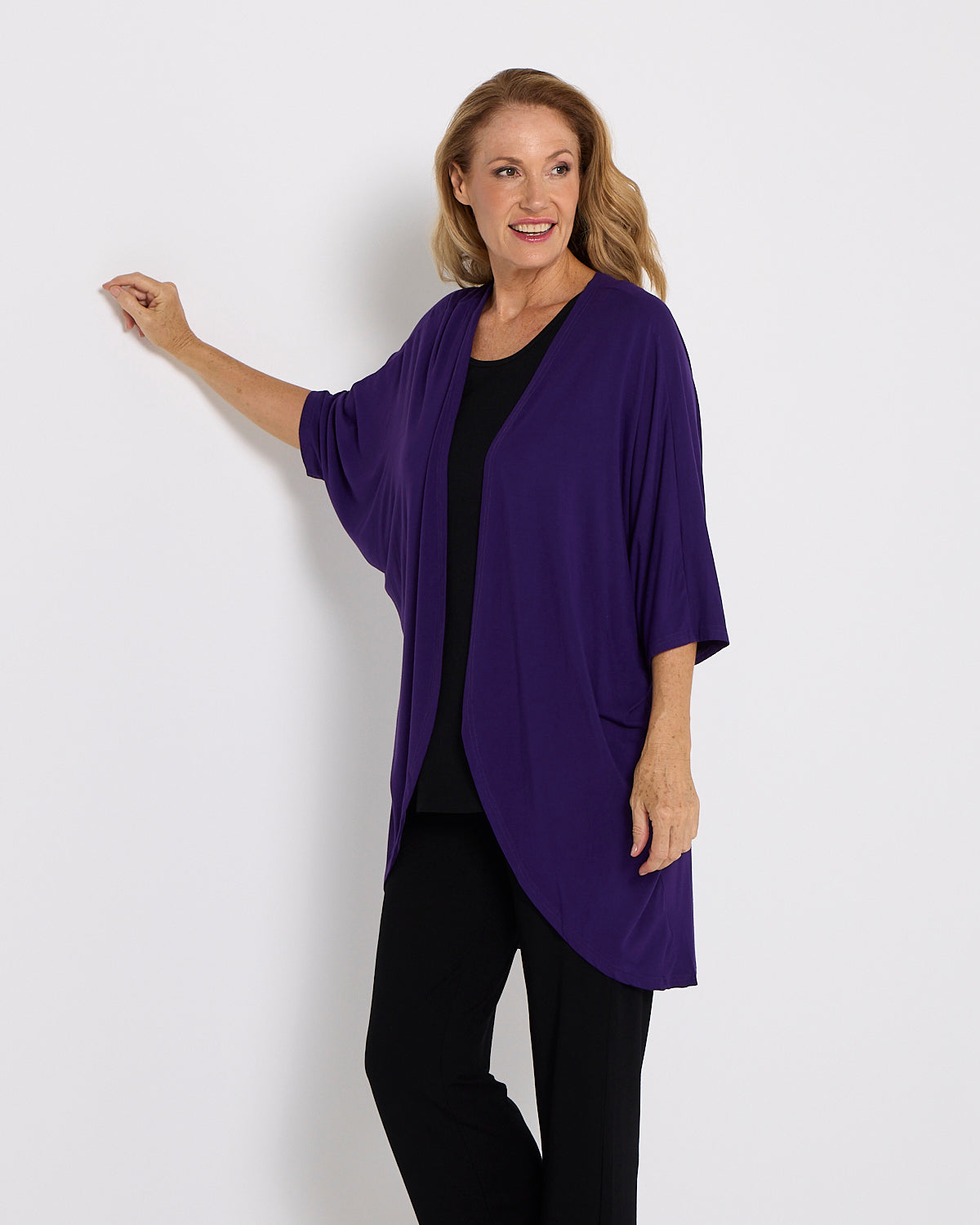 Bamboo Cocoon Cardigan - Eggplant