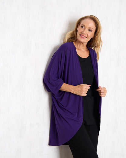Bamboo Cocoon Cardigan - Eggplant