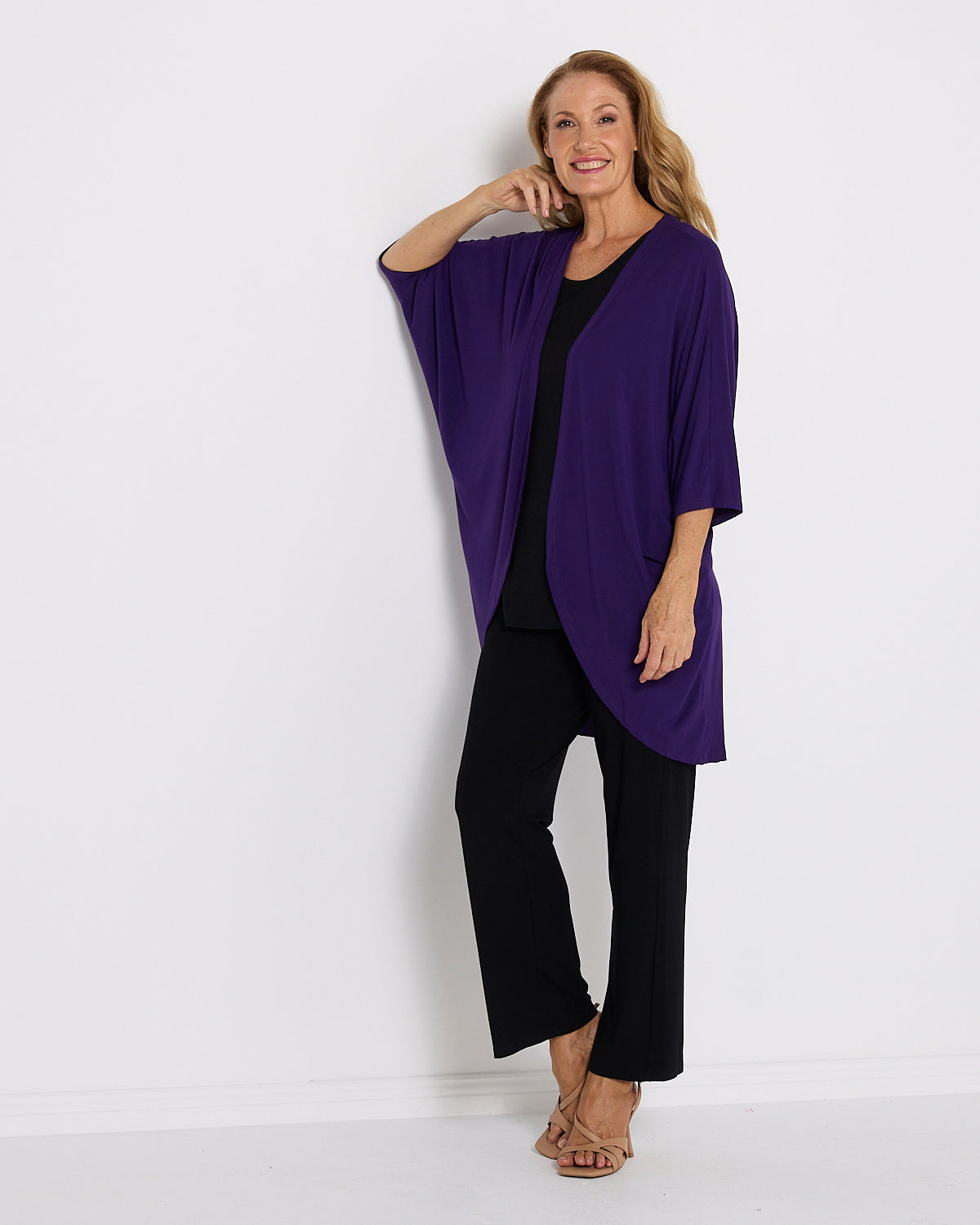 Bamboo Cocoon Cardigan - Eggplant