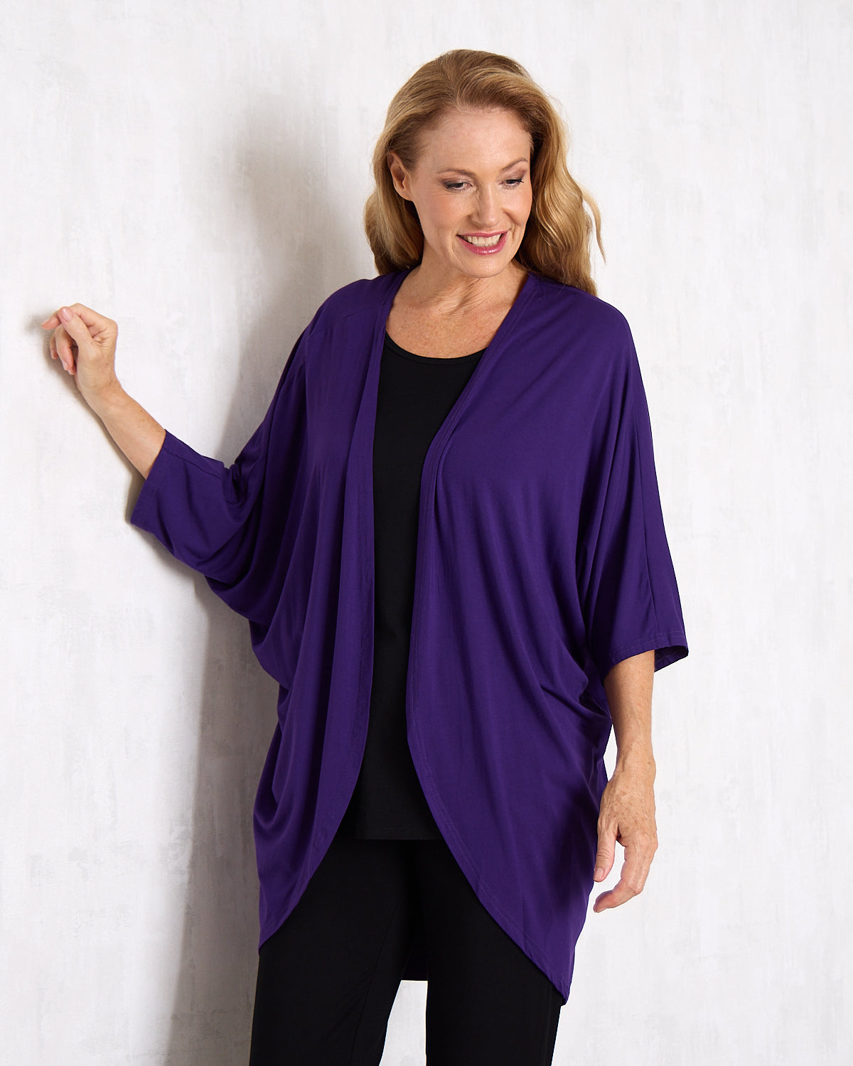 Bamboo Cocoon Cardigan - Eggplant