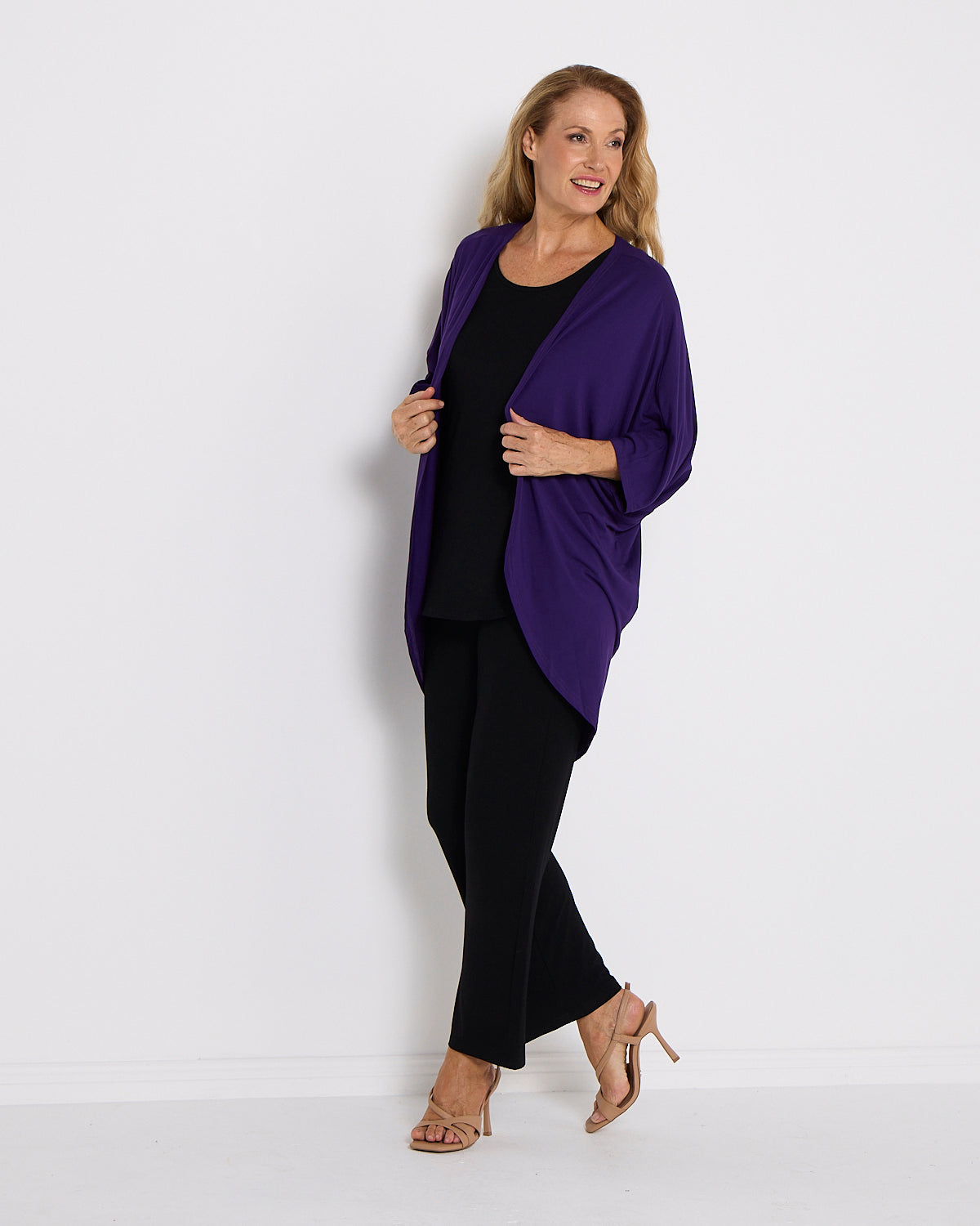 Bamboo Cocoon Cardigan - Eggplant