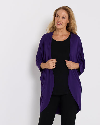 Bamboo Cocoon Cardigan - Eggplant