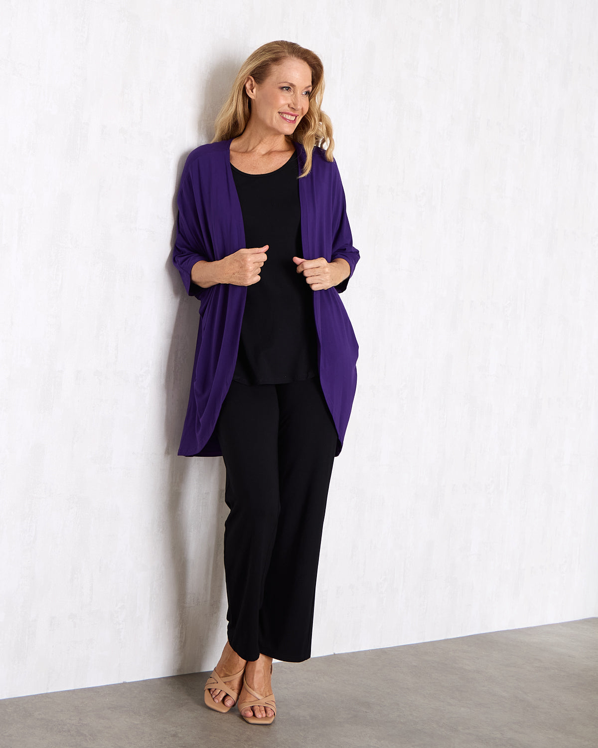 Bamboo Cocoon Cardigan - Eggplant