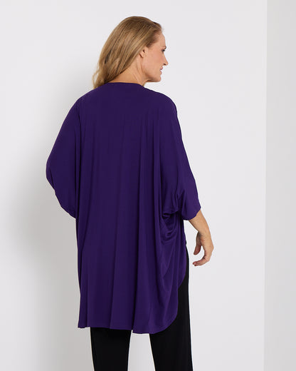 Bamboo Cocoon Cardigan - Eggplant