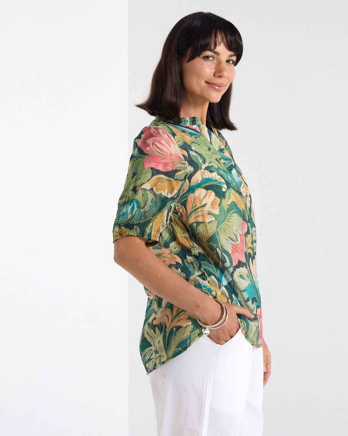 Bellamy Top - Green Floral