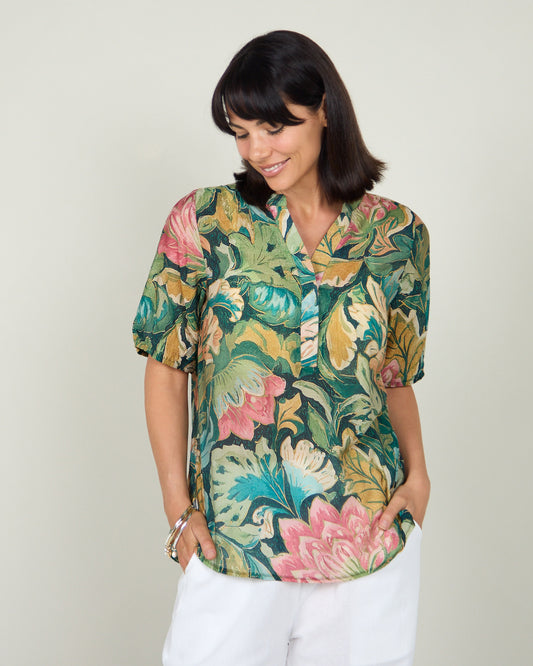 Bellamy Top - Green Floral