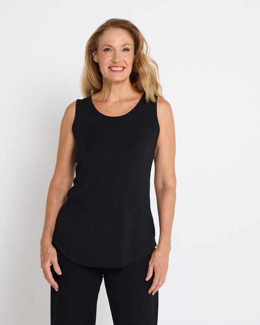Scoop Hem Bamboo Tank - Black