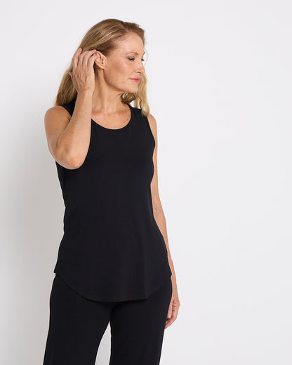 Scoop Hem Bamboo Tank - Black