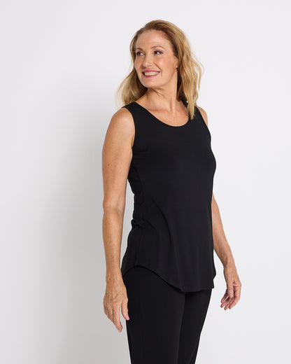 Scoop Hem Bamboo Tank - Black