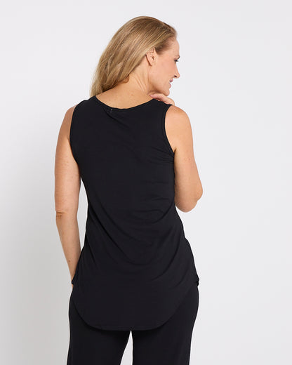 Scoop Hem Bamboo Tank - Black