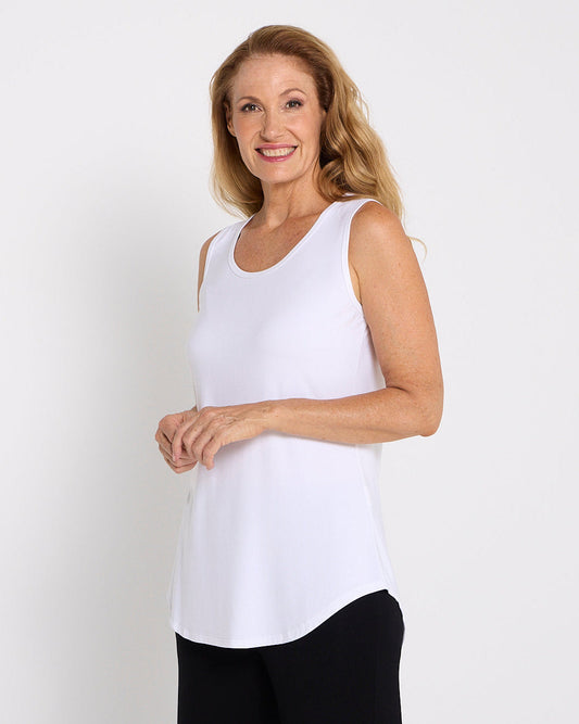 Scoop Hem Bamboo Tank - White