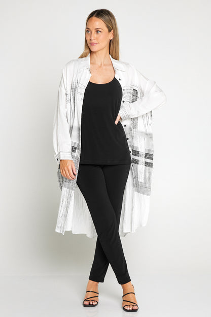 Richmond Tunic Shirt - White/Black Sketch