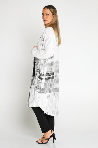 Richmond Tunic Shirt - White/Black Sketch