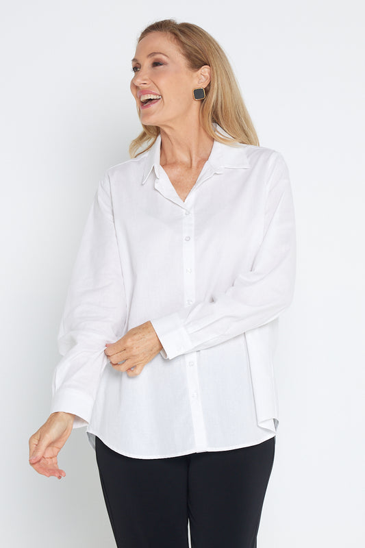 The Tulio Cotton & Linen Shirt - White