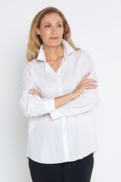 The Tulio Cotton & Linen Shirt - White