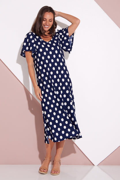 Spotina Dress - Navy/White Spot