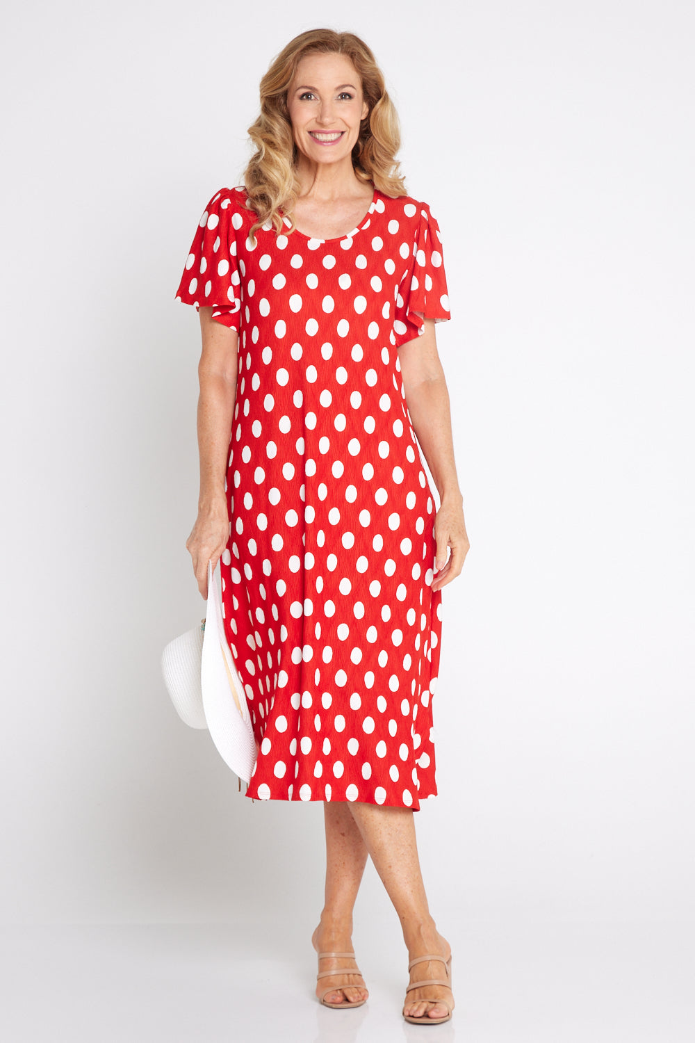 Spotina Dress - Red/White Spot