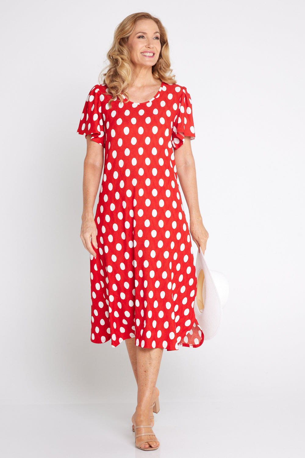 Spotina Dress - Red/White Spot