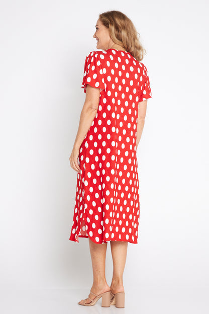 Spotina Dress - Red/White Spot