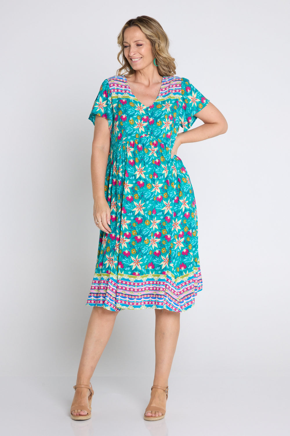 Malia Flounce Dress - Paradise Bloom