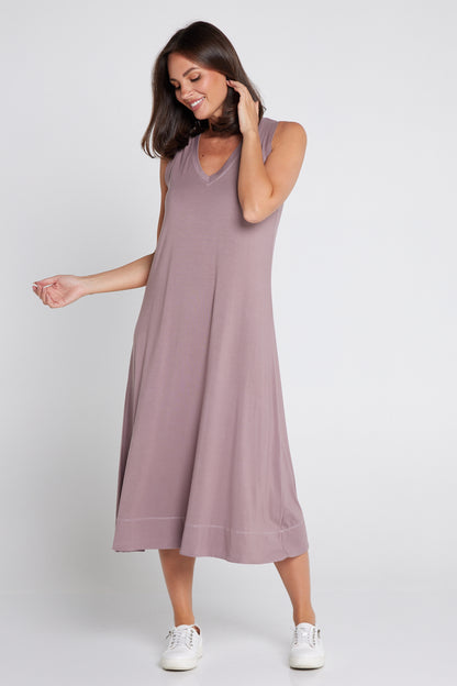 Sleeveless Hayley Stitch Dress - Mushroom