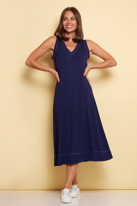 Hayley Soft Sleeveless Dress - Navy